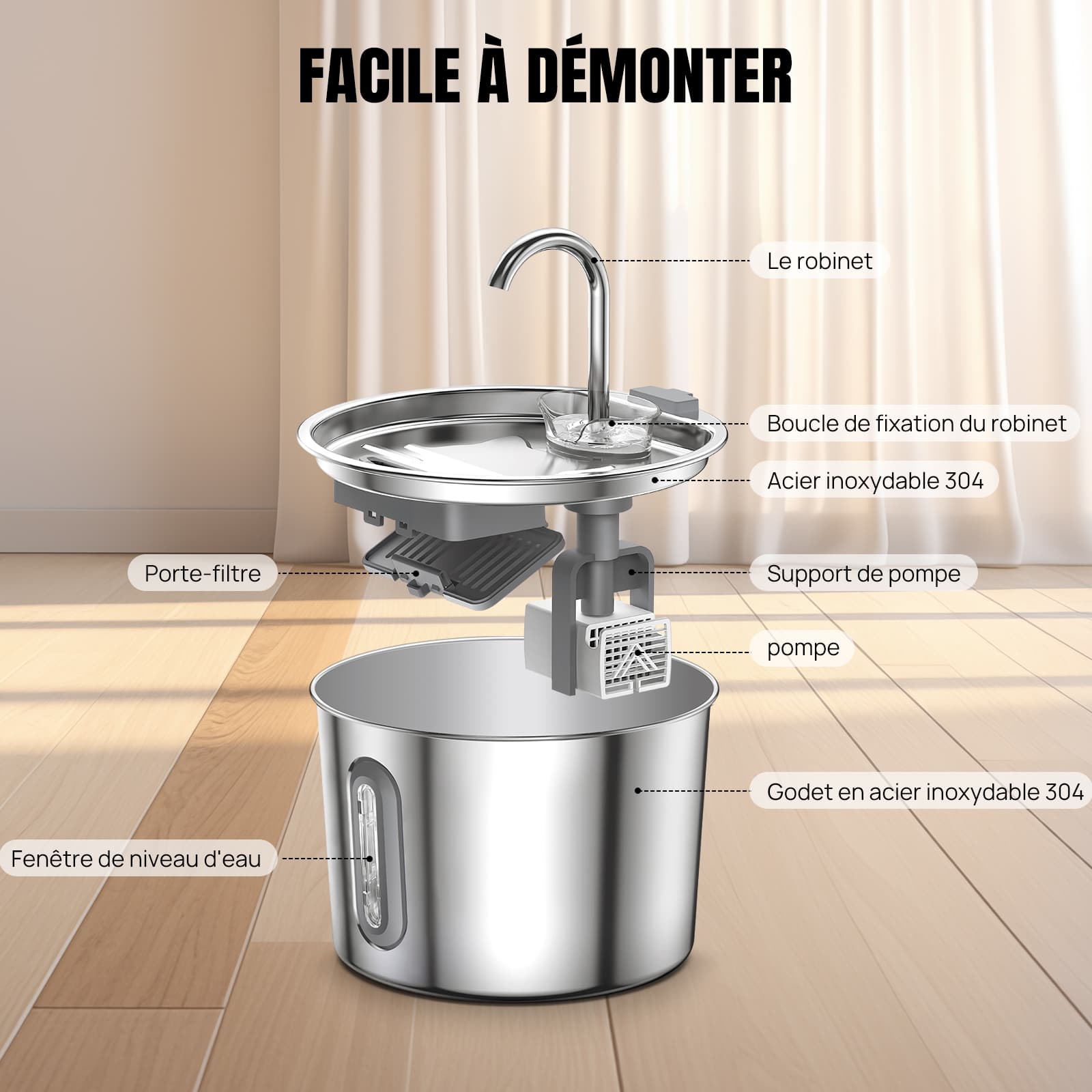Fontaine a eau LED filtree